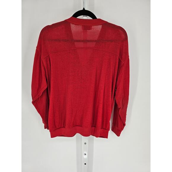 Petite Projections Red Cotton Blend Long Sleeve Button-Up Cardigan Size M - Picture 4 of 4